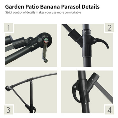 SunDaze 3M Blue Cantilever Garden Banana Parasol with Adjustable Crank Patio Shade - 9