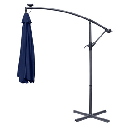 SunDaze 3M Blue Garden Cantilever Banana Parasol with Solar LED Lights Outdoor Patio Umbrella - 4