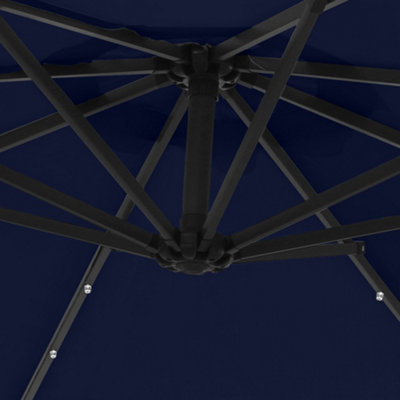 SunDaze 3M Blue Garden Cantilever Banana Parasol with Solar LED Lights Outdoor Patio Umbrella - 6