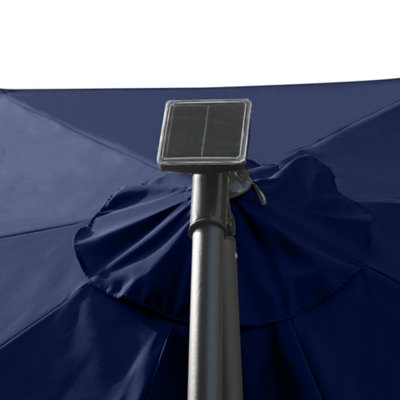 SunDaze 3M Blue Garden Cantilever Banana Parasol with Solar LED Lights Outdoor Patio Umbrella - 7