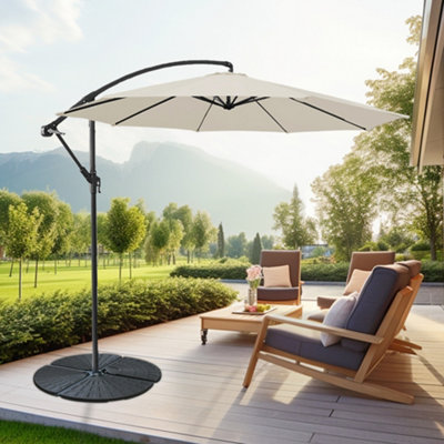 SunDaze 3M Cream Cantilever Garden Banana Parasol with Adjustable Crank Patio Shade