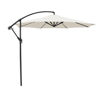 SunDaze 3M Cream Cantilever Garden Banana Parasol with Adjustable Crank Patio Shade - 3