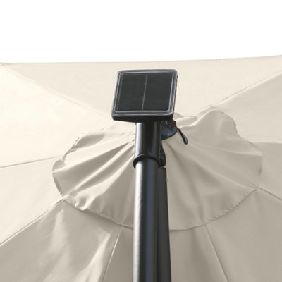 SunDaze 3M Cream Garden Cantilever Banana Parasol with Solar LED Lights Outdoor Patio Umbrella - 7