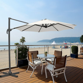 SunDaze 3M Cream Garden Cantilever Roma Parasol with 360 Degree Rotation Outdoor Patio Umbrella