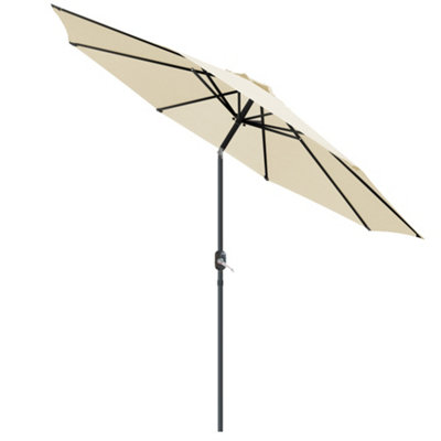 SunDaze 3M Cream Garden Parasol Sun Shade Umbrella with Crank Handle & Tilt Mechanism