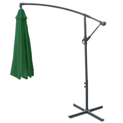 SunDaze 3M Green Cantilever Garden Banana Parasol with Adjustable Crank Patio Shade - 3