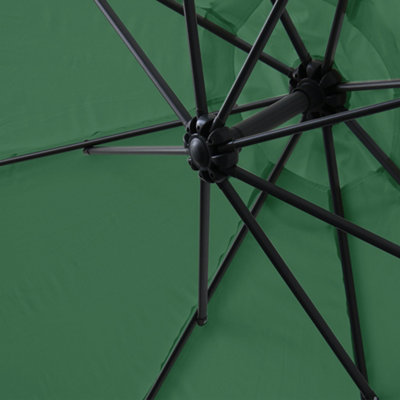 SunDaze 3M Green Cantilever Garden Banana Parasol with Adjustable Crank Patio Shade - 6
