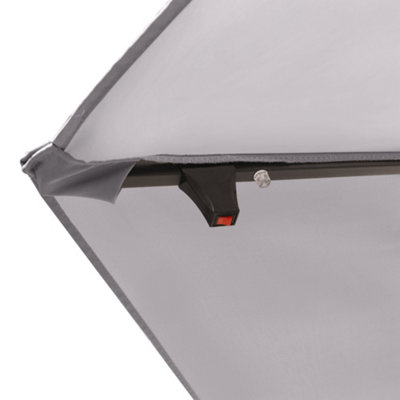 SunDaze 3M Grey Garden Cantilever Banana Parasol with Solar LED Lights Outdoor Patio Umbrella - 3