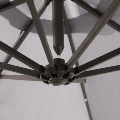 SunDaze 3M Grey Garden Cantilever Banana Parasol with Solar LED Lights Outdoor Patio Umbrella - 4