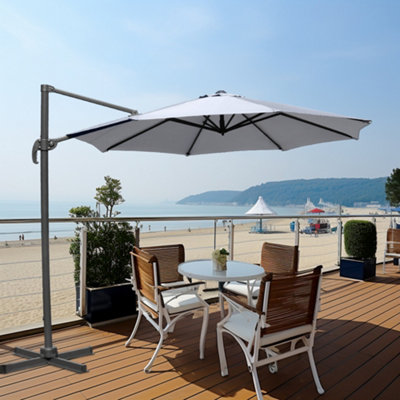 SunDaze 3M Grey Garden Cantilever Roma Parasol with 360 Degree Rotation Outdoor Patio Umbrella