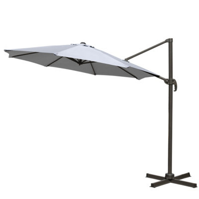 SunDaze 3M Grey Garden Cantilever Roma Parasol with 360 Degree Rotation Outdoor Patio Umbrella