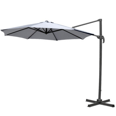 SunDaze 3M Grey Garden Cantilever Roma Parasol with 360 Degree Rotation Outdoor Patio Umbrella - 3