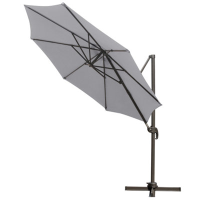 SunDaze 3M Grey Garden Cantilever Roma Parasol with 360 Degree Rotation Outdoor Patio Umbrella - 4