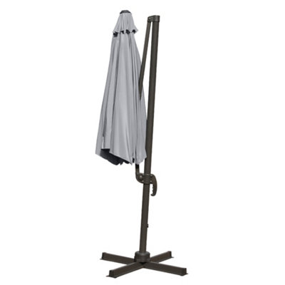 SunDaze 3M Grey Garden Cantilever Roma Parasol with 360 Degree Rotation Outdoor Patio Umbrella - 8