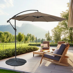 SunDaze 3M Taupe Cantilever Garden Banana Parasol with Adjustable Crank Patio Shade