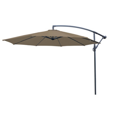SunDaze 3M Taupe Cantilever Garden Banana Parasol with Adjustable Crank Patio Shade - 3