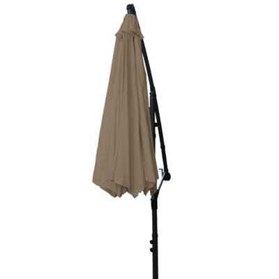 SunDaze 3M Taupe Cantilever Garden Banana Parasol with Adjustable Crank Patio Shade - 7