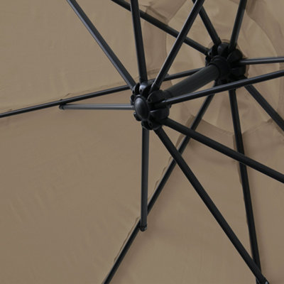 SunDaze 3M Taupe Cantilever Garden Banana Parasol with Adjustable Crank Patio Shade - 8