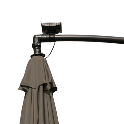 SunDaze 3M Taupe Garden Cantilever Banana Parasol with Solar LED Lights Outdoor Patio Umbrella - 3