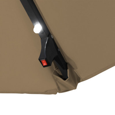 SunDaze 3M Taupe Garden Cantilever Banana Parasol with Solar LED Lights Outdoor Patio Umbrella - 7