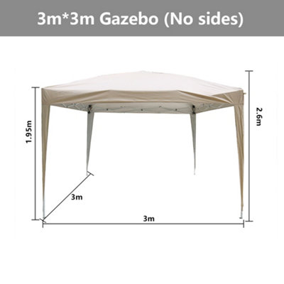 SunDaze 3x3M Beige Pop Up Gazebo Tent Outdoor Garden Shelter Folding Marquee Canopy with Frame (No Side Panels)