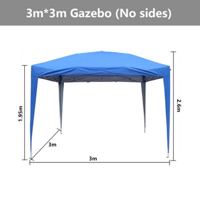 SunDaze 3x3M Blue Pop Up Gazebo Tent Outdoor Garden Shelter Folding Marquee Canopy with Frame (No Side Panels)