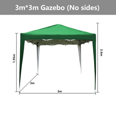 SunDaze 3x3M Green Pop Up Gazebo Tent Outdoor Garden Shelter Folding Marquee Canopy with Frame (No Side Panels)