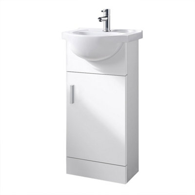 SunDaze 450mm Gloss White Cloakroom Basin Vanity Unit Sink Bathroom Cabinet Price Comparisons | Compare The Build