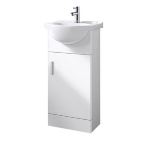 SunDaze 450mm Gloss White Cloakroom Basin Vanity Unit Sink Bathroom Cabinet