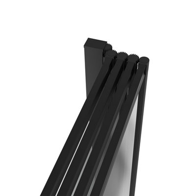 SunDaze 4mm Toughened Safety Glass 4 Folding Panel Shower Bath Screen Door Matt Black - 4