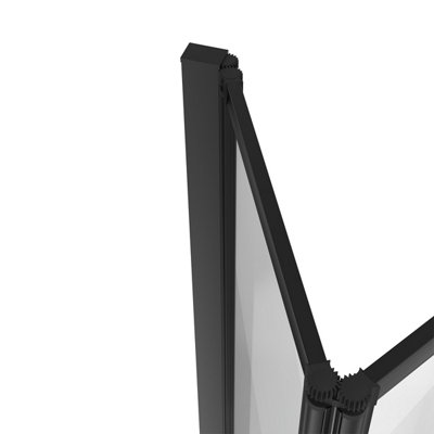 SunDaze 4mm Toughened Safety Glass 4 Folding Panel Shower Bath Screen Door Matt Black - 5