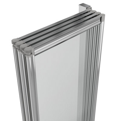 SunDaze 4mm Toughened Safety Glass 4 Panel Folding Shower Bath Screen Door Chrome - 4