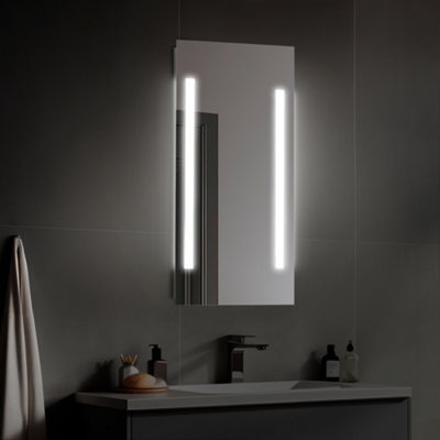 SunDaze 500 x 700mm Bathroom LED Mirror Button Switch with Illuminated Lights Demister Pad