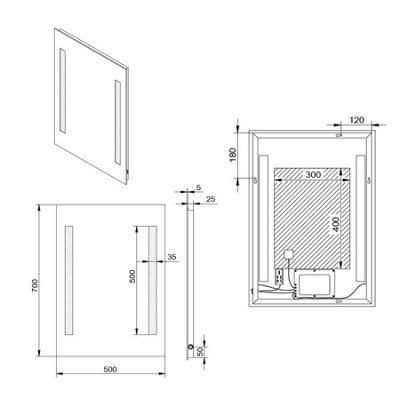 SunDaze 500 x 700mm Bathroom LED Mirror Button Switch with Illuminated ...