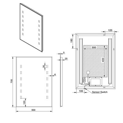 SunDaze 500 x 700mm Illuminated Bathroom LED Mirror Lights Sensor ...