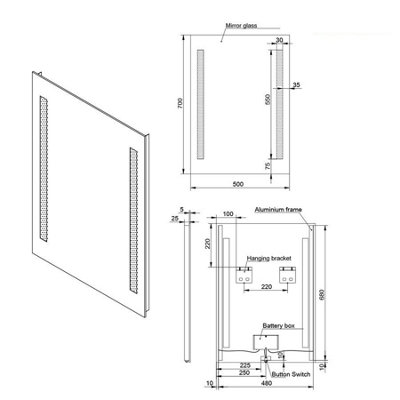 SunDaze 500 x 700mm LED Illuminated Bathroom Mirror Battery Powered ...