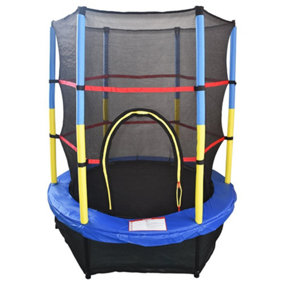 SunDaze 55" Kids Mini Trampoline with Safety Net Skirt Children Indoor Outdoor Activity Blue 4.5FT
