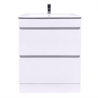 SunDaze 600mm Gloss White Floorstanding Vanity Unit Bathroom 2 Drawer Storage Furniture Price Comparisons | Compare The Build