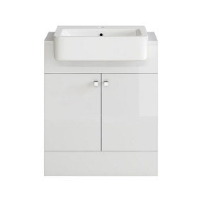 SunDaze 667mm Vanity Cabinet Basin Unit Floorstanding Bathroom Storage Gloss White