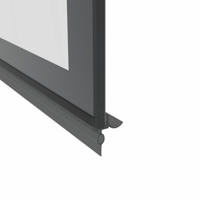 SunDaze 6mm Toughened Safety Glass Black Grid Straight Pivot Shower Bath Screen - 1400x800mm - 5