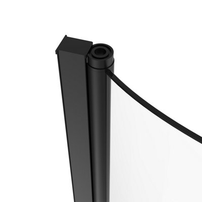 SunDaze 6mm Toughened Safety Glass Curved P Shaped Shower Bath Screen - 1400x715mm Black - 4