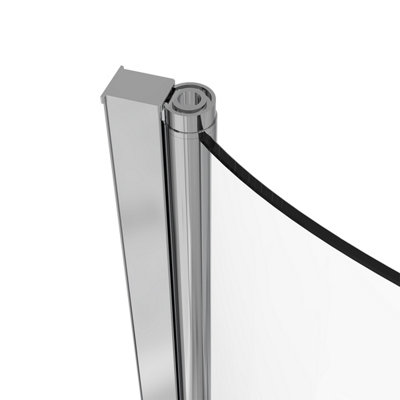 SunDaze 6mm Toughened Safety Glass Curved P Shaped Shower Bath Screen - 1400x715mm Chrome - 4