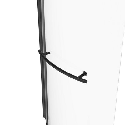 SunDaze 6mm Toughened Safety Glass Curved P Shaped Shower Bath Screen with Towel Rail- 1400x715mm Black - 3