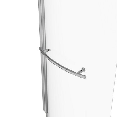 SunDaze 6mm Toughened Safety Glass Curved P Shaped Shower Bath Screen with Towel Rail- 1400x715mm Chrome - 3