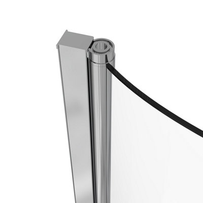 SunDaze 6mm Toughened Safety Glass Curved P Shaped Shower Bath Screen with Towel Rail- 1400x715mm Chrome - 4