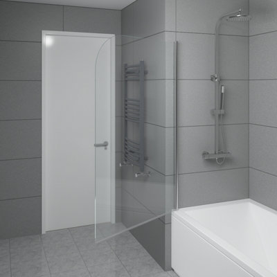 SunDaze 6mm Toughened Safety Glass Curved Pivot Shower Bath Screen - 1400x800mm Chrome - 3