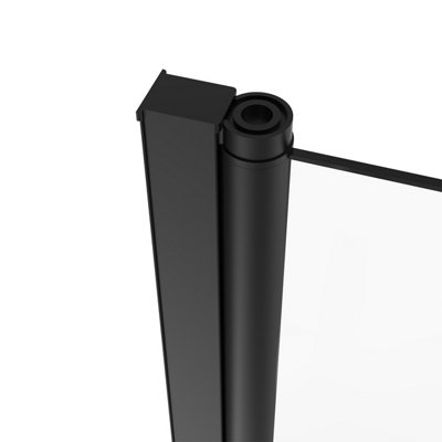 SunDaze 6mm Toughened Safety Glass Curved Pivot Shower Bath Screen with Towel Rail - 1400x800mm Black - 4