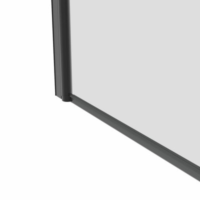 SunDaze 6mm Toughened Safety Glass Curved Pivot Shower Bath Screen with Towel Rail - 1400x800mm Black - 5