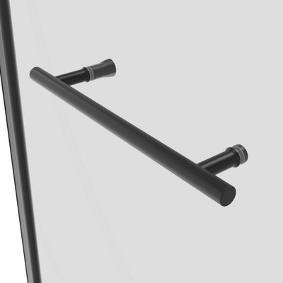 SunDaze 6mm Toughened Safety Glass Curved Pivot Shower Bath Screen with Towel Rail - 1400x800mm Black - 6