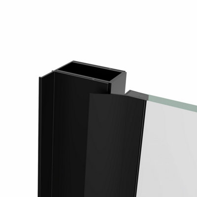 SunDaze 6mm Toughened Safety Glass Hinged Door Shower Enclosure Screen -1900x900mm Black
